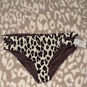 Time and Tru Leopard Print Bikini Bottom - Brown and Cream